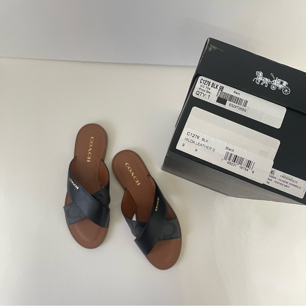 Coach Hilda Sandal In Signature Canvas In Black Color - New In Box - Picture 7 of 13